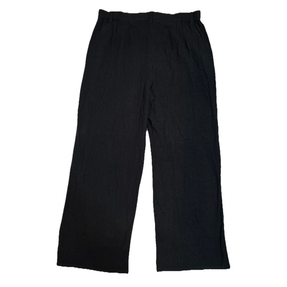 ASOS BEAUTIFUL Black Wide Leg High Waist Linen Blend Dress‎ Pants Size 12 EUC - Picture 1 of 7